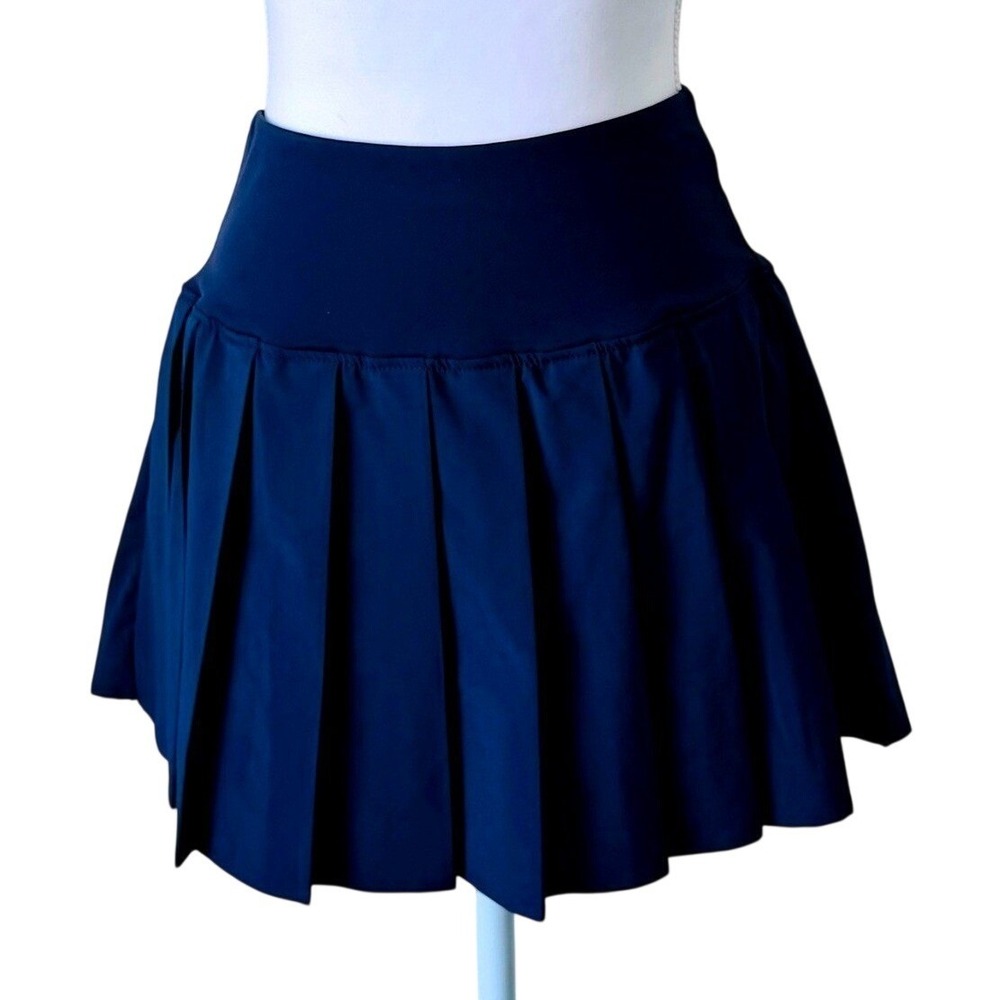 Pleated Tennis Skirt Navy - Built-in Liner & Pockets Sz S